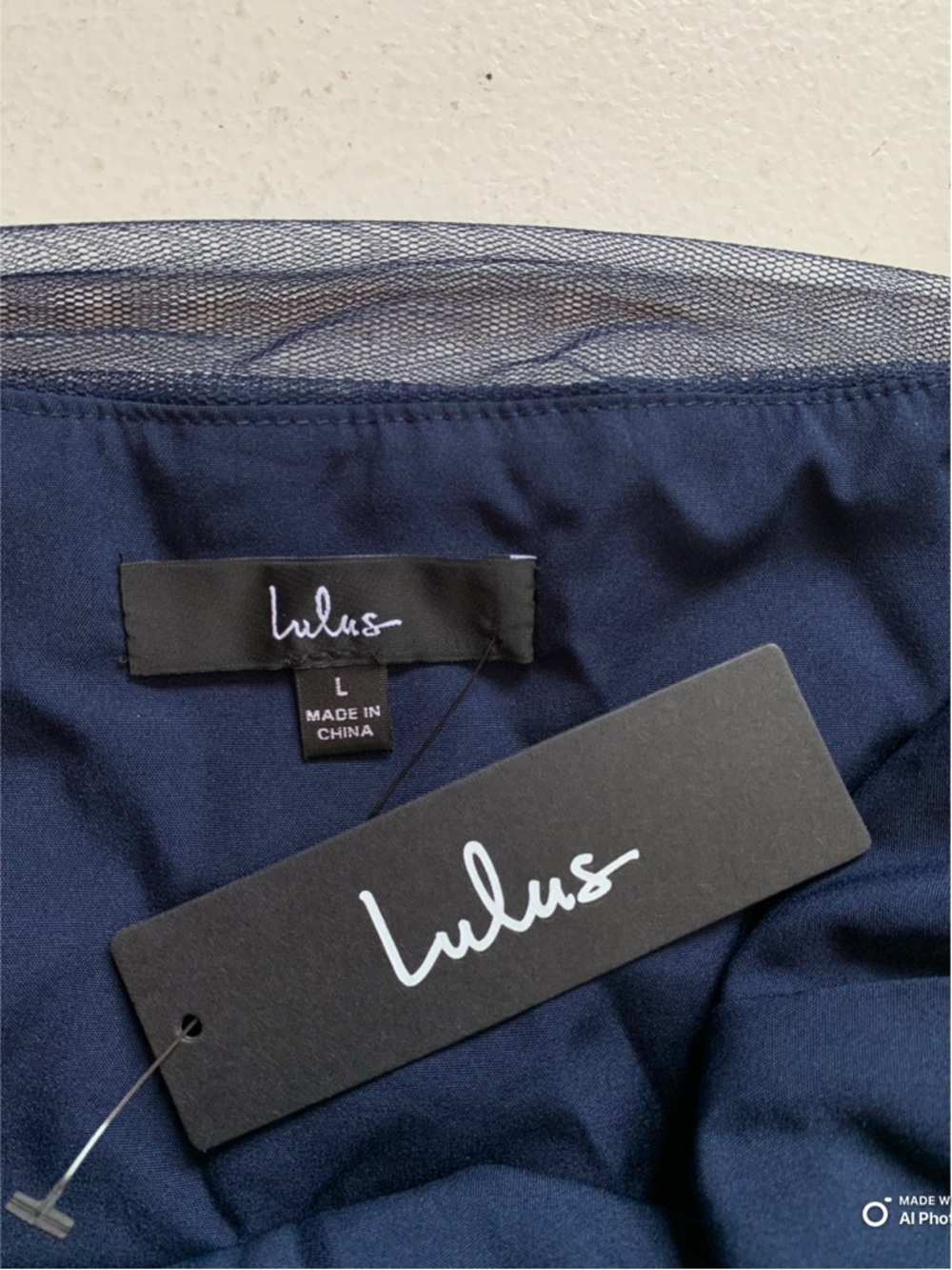 Lulus Large Exemplary Aura Navy Blue Tulle Surplice Midi Dress NWT - Picture 12 of 17